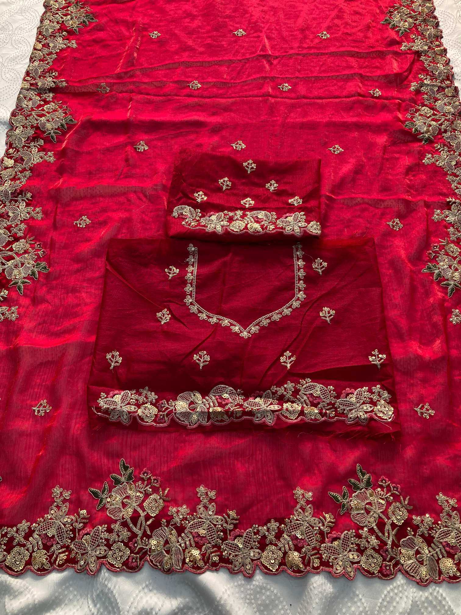 Chiffon  Embroidered Cutwork Saree